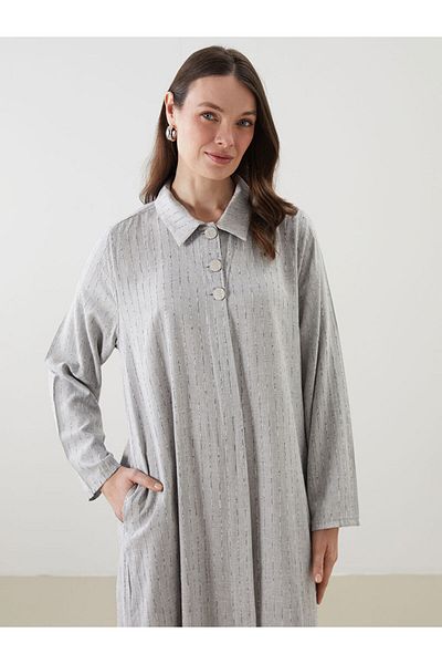 LC Waikiki New Season Striped Linen Look Shirt Dress - S5Mk00Z8