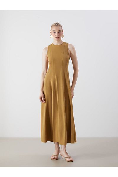 LC Waikiki Crew Neck A-Line Linen Blend Dress
