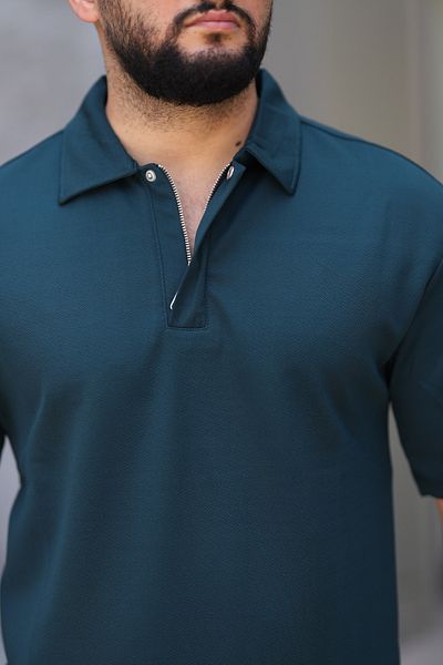 cto your style Men's Polo Neck T-Shirt Casual Fit Zipper Snap Detail Bottom Top Suit