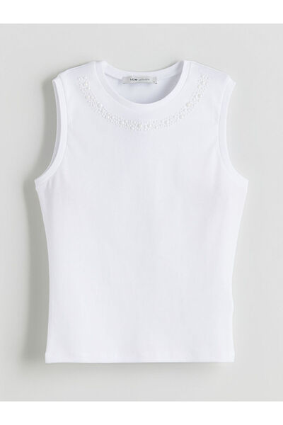 LC Waikiki Create Your Style from Uzg Store |   Crew Neck Bead Embroidered Women's Tank Top