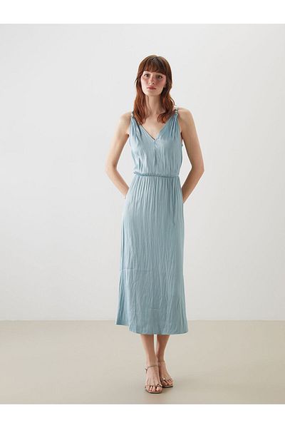LC Waikiki New Season V-Neck Strap Satin Dress - S5Q014Z8