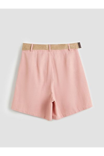 LC Waikiki Women's Shorts with Belted Linen Blend