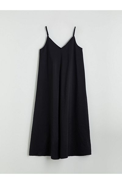 LC Waikiki Xside Black V-Neck Modal Blend Dress