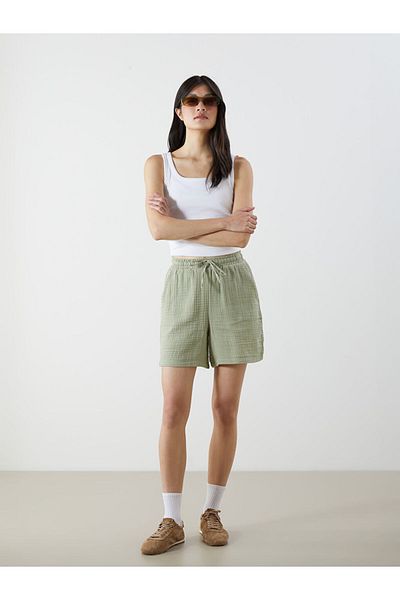LC Waikiki Elastic Waist Textured Muslin Women's Shorts