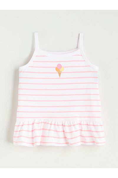 LC Waikiki Ice Cream Printed Striped Girl's Undershirt