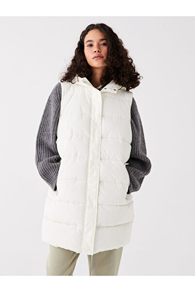 LC Waikiki Ecru women's Hooded flat inflatable vest