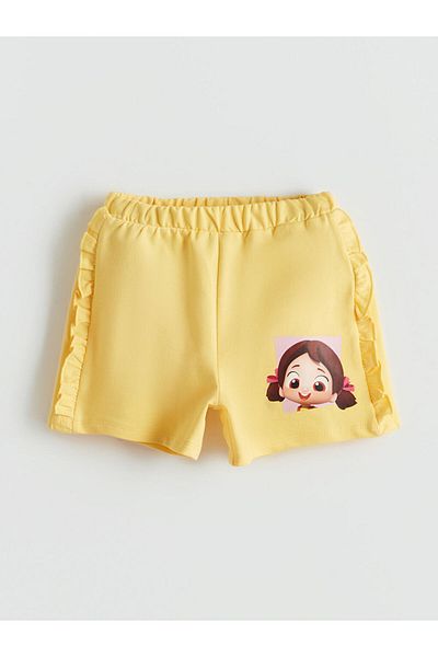 LC Waikiki Sari Beli Elastic Niloya Printed Girl's Shorts