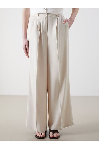 LC Waikiki New Season Wide Leg Linen Blend Women's Trousers - S5Ot52Z8