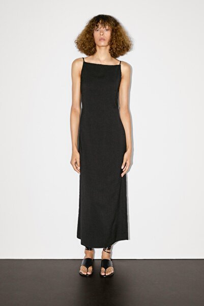 Massimo Dutti Parlak taşlı uzun elbise