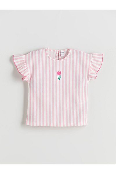LC Waikiki Pink Floral Girl's T-Shirt and Shorts 2-Piece Set