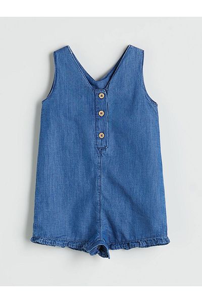 LC Waikiki V Neck Sleeveless Basic Baby Girl Jumpsuit