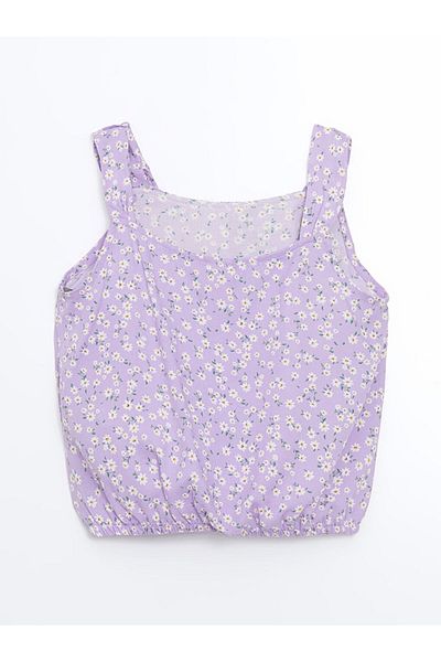 LC Waikiki Square Neck Floral Girl's Crop Blouse
