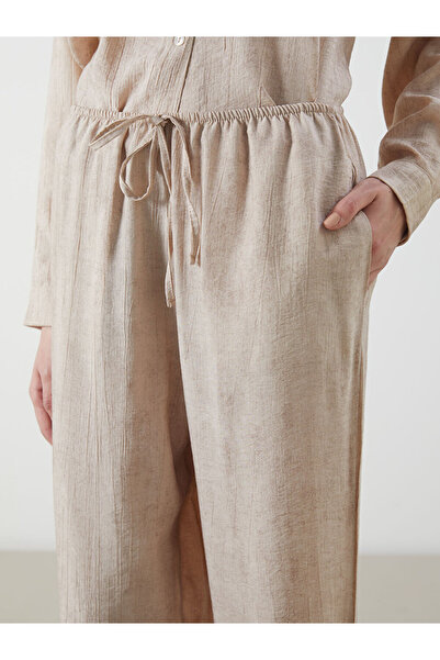 LC Waikiki Linen Look Women's Trousers with Elastic Waist