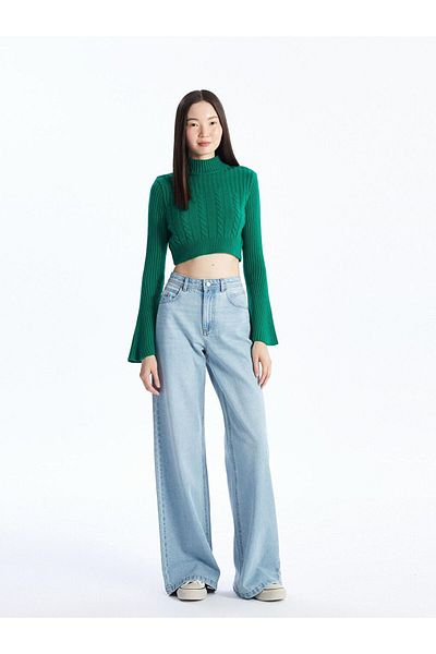 LC Waikiki Green Openwork Women's Sweater Bgt03