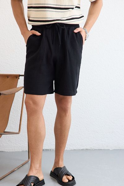 Livio Ferri Kuryu Men's Muslin Shorts Comfortable Fit 100% Cotton Breathable Texture