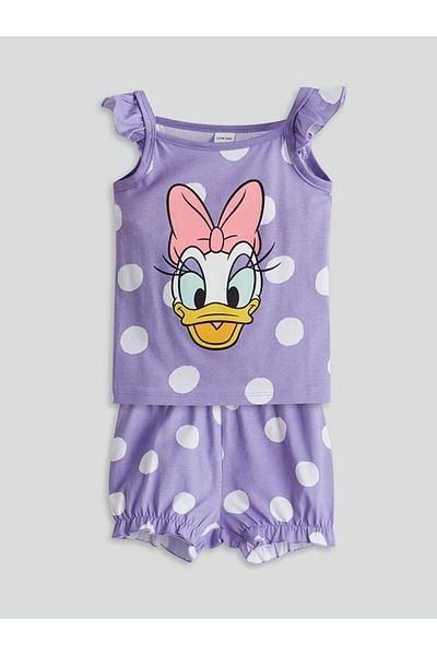 LC Waikiki Daisy Duck Printed Baby Girl Shorts Pajama Set