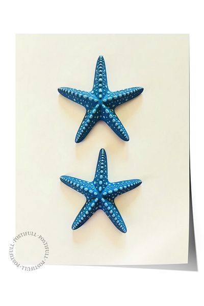 Postifull Frameless Wall Poster, Seashell, Photo, Blue Color Poster, 2025 Summer Selection, No:109651
