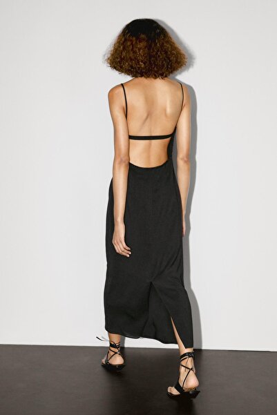 Massimo Dutti Parlak taşlı uzun elbise