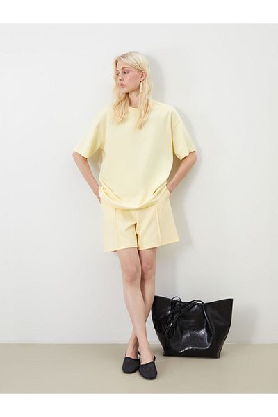 LC Waikiki Pantaloni scurți maro pentru femei cu talie elastică