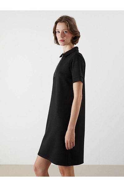 LC Waikiki New Black Polo Neck Midi Dress