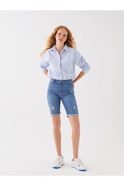 LC Waikiki Γυναικείο τζιν σορτς LCW Normal Waist Bermuda Fit