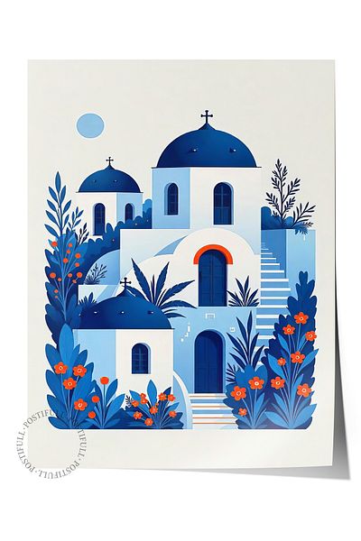 Postifull Frameless Wall Poster, Pulcherrimi, Illustration, Blue Color Poster, Summer Selection 2025, No:109558