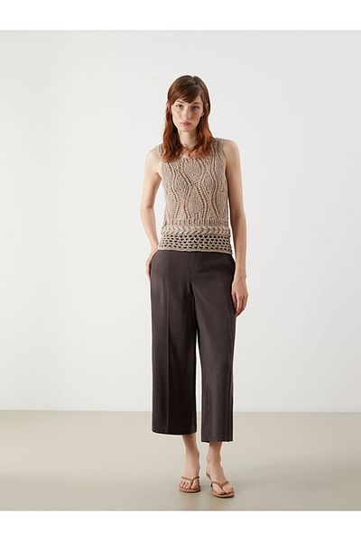 LC Waikiki New Season V-Neck Openwork Women's Knitwear Sweater - S5Oo36Z8
