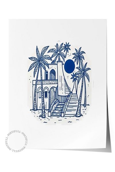 Postifull Frameless Wall Poster, Pulcherrimi, Illustration, Blue Color Poster, Summer Selection 2025, No:109566