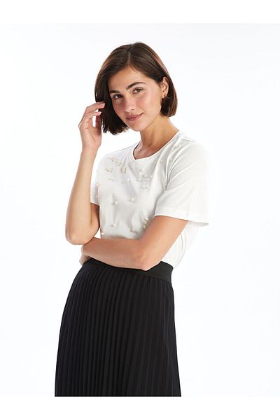 LC Waikiki Crew Neck Shiny Stone Women's Blouse