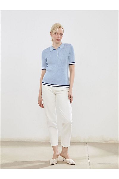 LC Waikiki Polo Neck Textured Women's T-Shirt