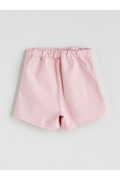 LC Waikiki Pink Girl's Jean Shorts Skirt with Elastic Waist