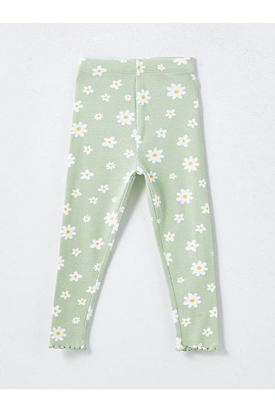 LC Waikiki Baby Girl Leggings with Elastic Waist and Flowers
