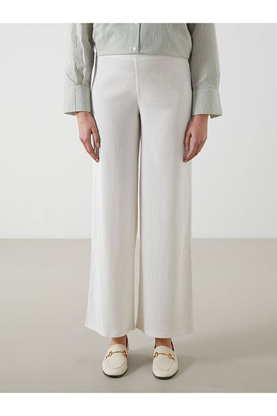 LC Waikiki New Season Elastic Waist Textured Wide Leg Women's Trousers - S5G499Z8