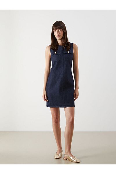 LC Waikiki Lcw  Collar Mini Jean Dress Fast Fashion