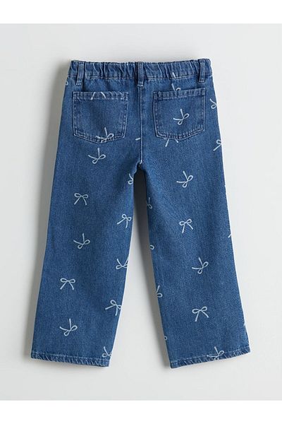 LC Waikiki Wideleg Girl's Jean Trousers with Ribbon Detail