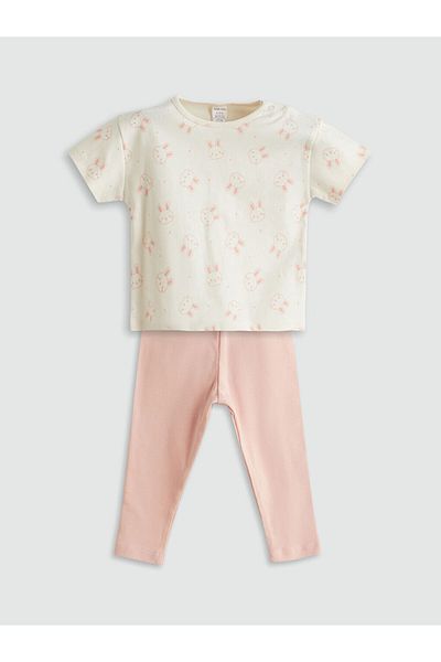 LC Waikiki Crew Neck Printed Baby Girl T-Shirt and Shorts Pack of 2