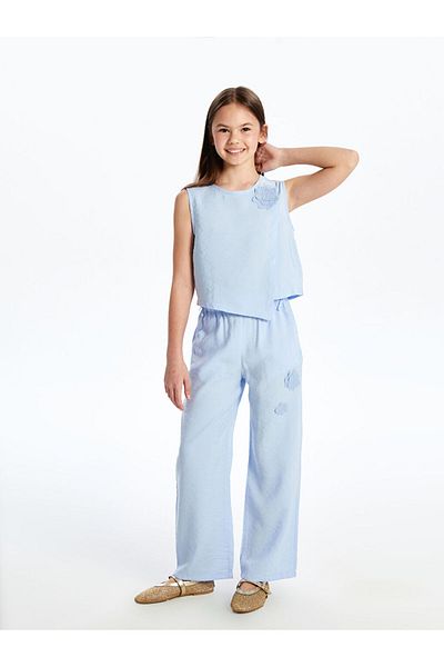 LC Waikiki Elastic Waist Floral Girls Trousers