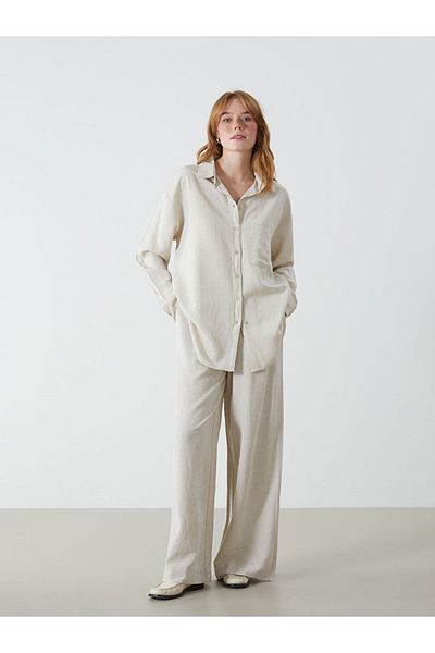 LC Waikiki New Season Elastic Waist Linen Blend Women's Trousers - S5Gt58Z8