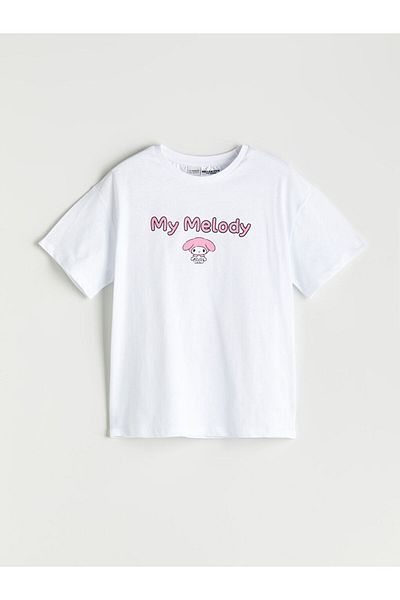 LC Waikiki White Crew Neck My Melody Printed Girl's T-Shirt