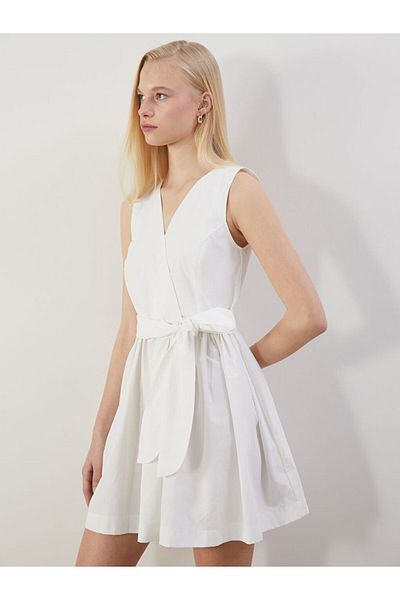 LC Waikiki Double Breasted Collar Poplin Mini Dress