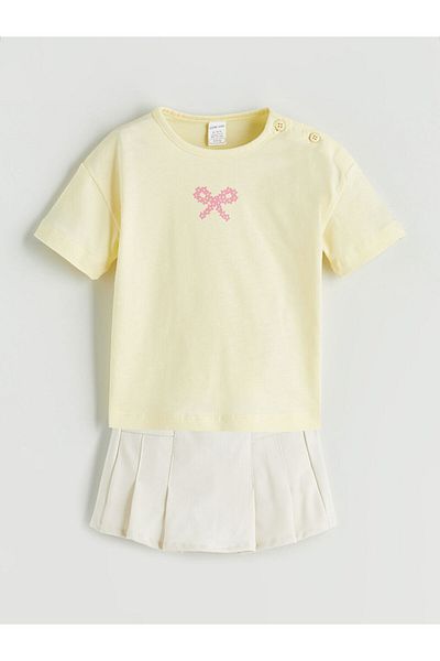 LC Waikiki Bow Baby Girl T-Shirt and Shorts Skirt