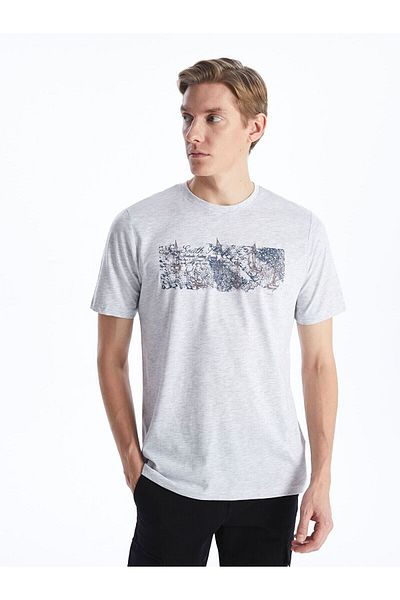 LC Waikiki Crew Neck Short Sleeve Printed Combed Cotton Men's T-Shirt