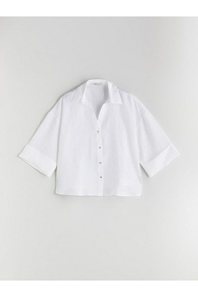 LC Waikiki Lcw Oversize Linen Women's Shirt Fast Fashion