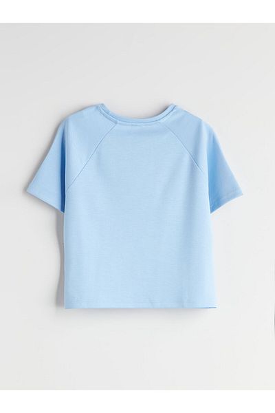 LC Waikiki Blue Crew Neck Soft Touch Girl's T-Shirt