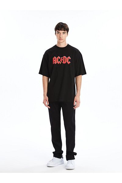 LC Waikiki Crew Neck Short Sleeve Ac/Dc Printed Combed Cotton Men's T-Shirt
