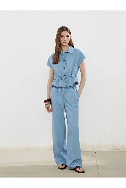 LC Waikiki Shirt Collar Women's Jean Vest