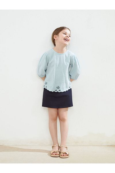 LC Waikiki Crew Neck Embroidered Girl's Blouse