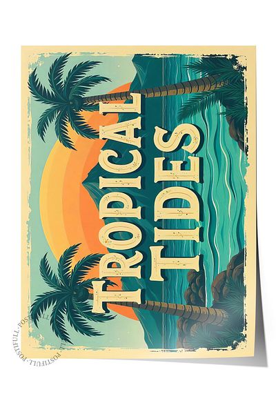 Postifull Frameless Wall Poster, Tropical Tides, Illustration, Maximalist, Colorful Color Poster, Summer 2025