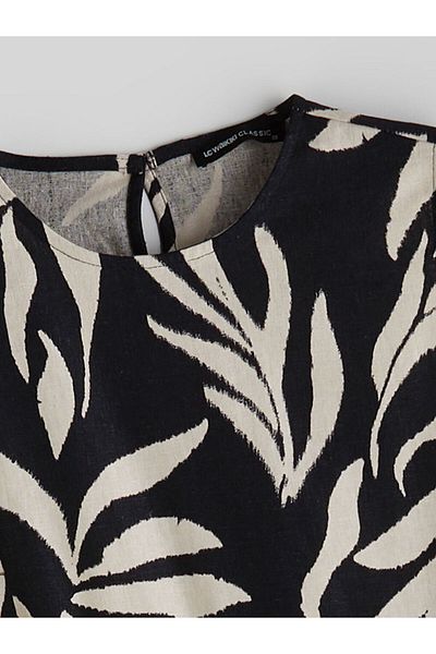 LC Waikiki Rochie din amestec de in floral cu decolteu rotund