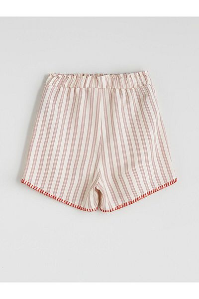 LC Waikiki Ecru Elastic Waist Linen Blend Girl's Shorts